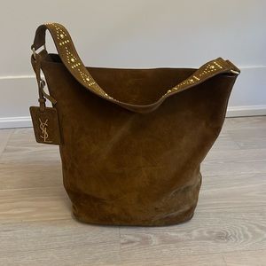 Saint Laurent Suede Studded Seau Hobo